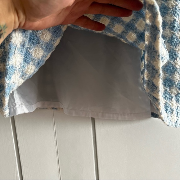 Vintage 90s Y2K Berto Lucci Made in Italy Barbiecore Baby Blue Tweed Mini Skirt - Picture 5 of 13